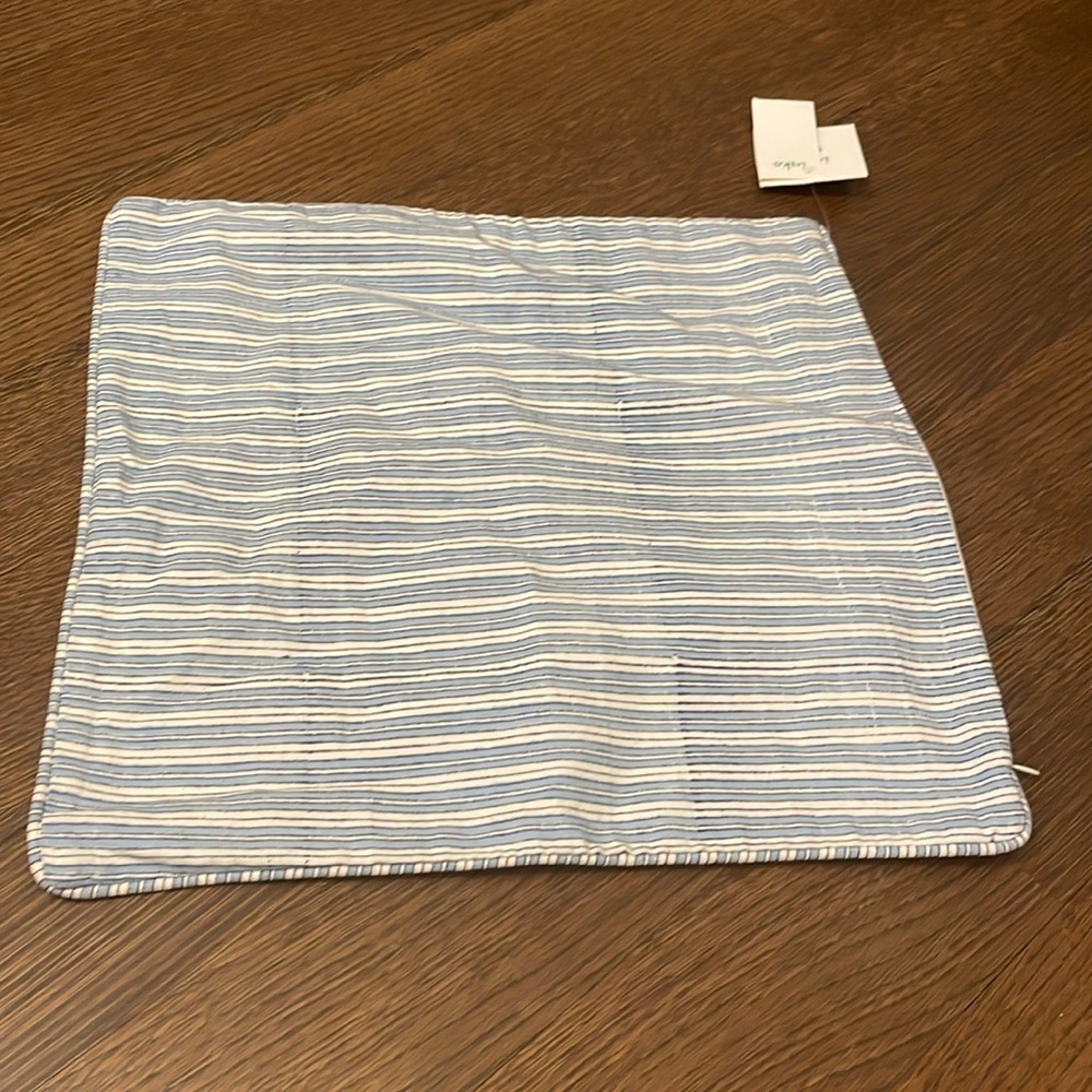 BNWT Inka Boota pillow aqua handmade zippered striped and floral pillowcase CB
